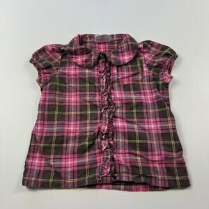 Toddler Girl's Pink Plaid Button Down Top Size 2T